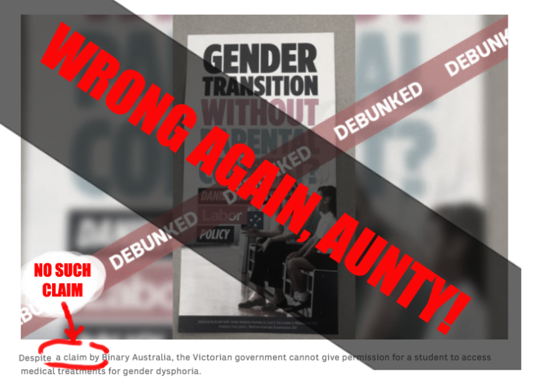Aunty gets it wrong on kid-transing, then blames the victim
